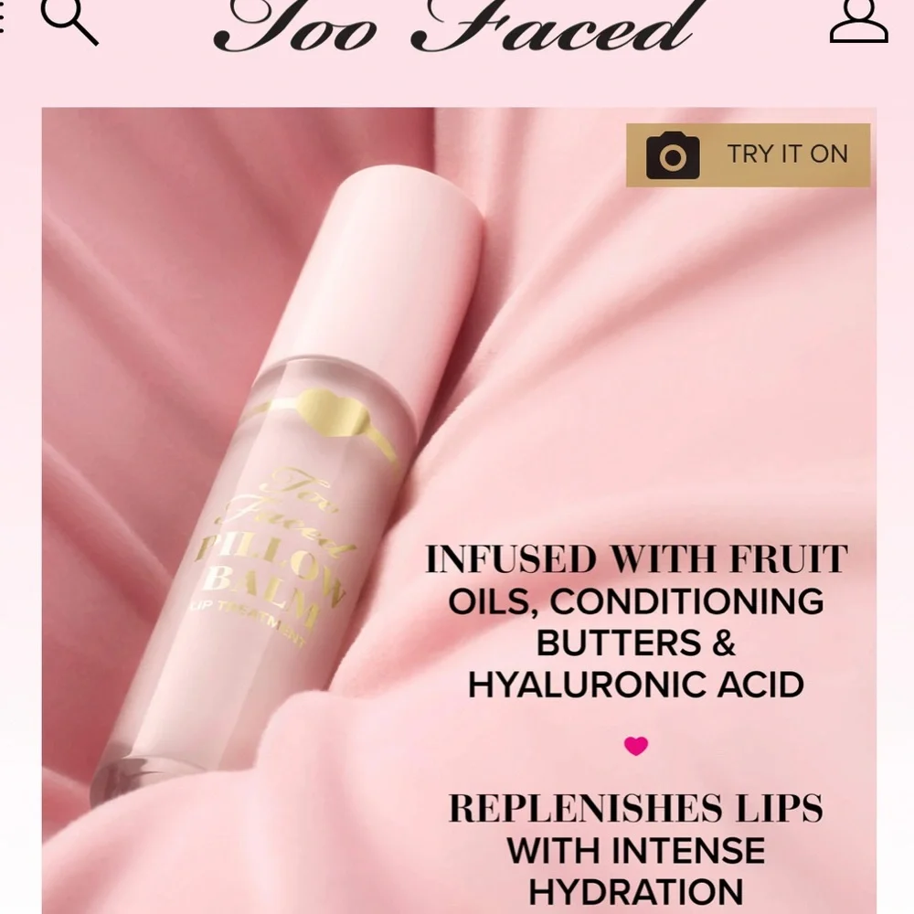 Too Faced Pillow Balm Shade Original - Lip Treatment MINI 0.04oz NEW